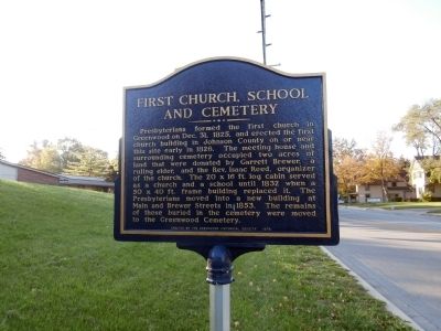 First Church, School and Cemetery Marker image. Click for full size.