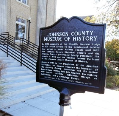 Reverse View - - Johnson County Museum of History Marker image. Click for full size.