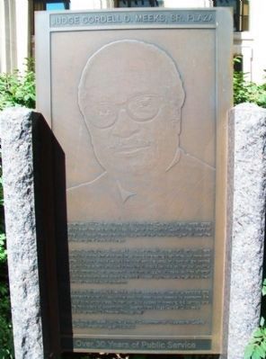 Judge Cordell D. Meeks, Sr. Plaza Marker. Click for full size. Judge Cordell D. Meeks, Sr. Plaza Marker image. Click for full size.