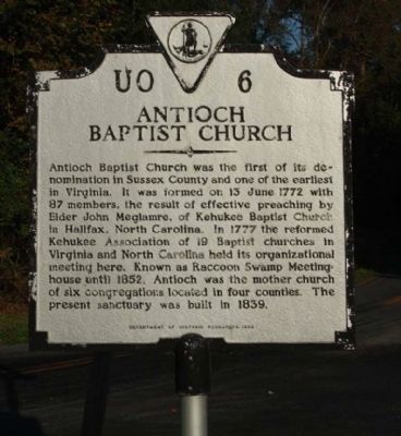 Antioch Baptist Church Marker image. Click for full size.