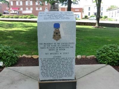 Sgt. Mitchell W. Stout Memorial. Click for full size. Sgt. Mitchell W. Stout Memorial image. Click for full size.