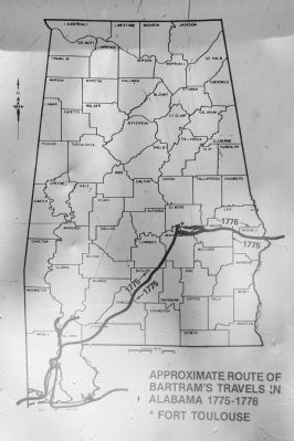 Approximate Route of Bartram's Travels in Alabama 1775-1776 image. Click for full size.