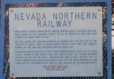 Nevada Northern Railway Marker. Click for full size. Nevada Northern Railway Marker image. Click for full size.