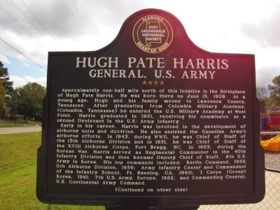 Hugh Pate Harris Marker. Click for full size. Hugh Pate Harris Marker image. Click for full size.