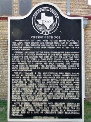Cresson School Texas Historical Marker image. Click for full size.