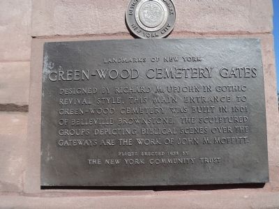 Green-Wood Cemetery Gates Marker. Click for full size. Green-Wood Cemetery Gates Marker image. Click for full size.