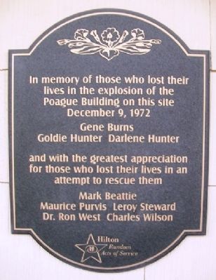 Poague Building Explosion Victims Marker. Click for full size. Poague Building Explosion Victims Marker image. Click for full size.