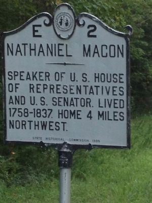 Nathaniel Macon Marker image. Click for full size.