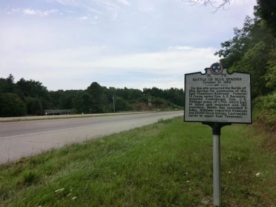 Battle of Blue Springs Marker. Click for full size. Battle of Blue Springs Marker image. Click for full size.