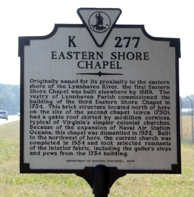 Eastern Shore Chapel Marker image. Click for full size.