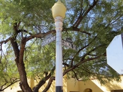 Tucson antique street lamp and sign post. image. Click for full size.