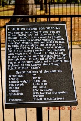 AGM-28 Hound Dog Missile Marker image. Click for full size.
