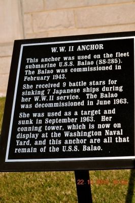 W.W. II Anchor Marker. Click for full size. W.W. II Anchor Marker image. Click for full size.