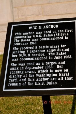 W.W. II Anchor Marker image. Click for full size.