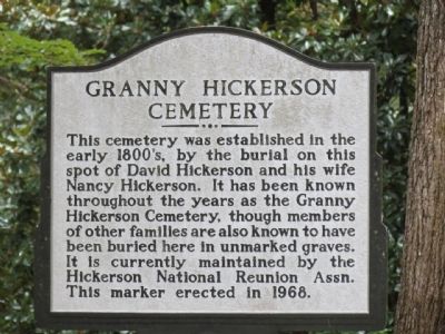 Granny Hickerson Cemetery Marker image. Click for full size.