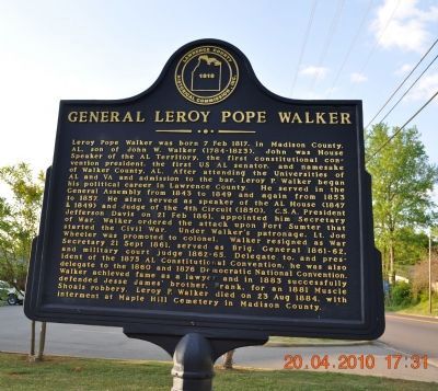 General Leroy Pope Walker Marker image. Click for full size.