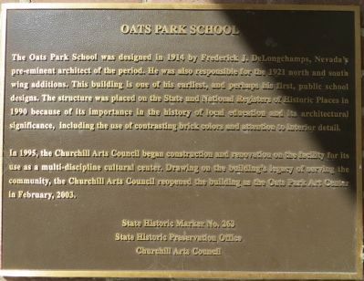Oats Park School Marker image. Click for full size.