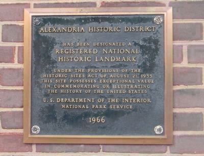 "Alexandria Historic District": National Historic Landmark plaque - City Hall, center-south entrance. Click for full size. "Alexandria Historic District": National Historic Landmark plaque - City Hall, center-south entrance image. Click for full size.