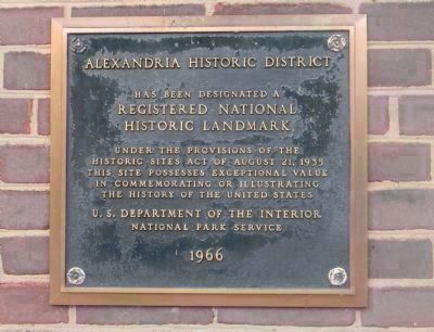 "Alexandria Historic District": National Historic Landmark plaque - City Hall, center-south entrance image. Click for full size.