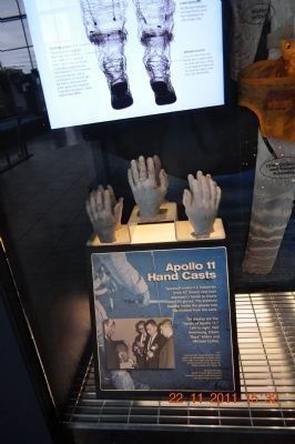 Armstrong  Collins  Aldrin hand casts at the U.S. Space & Rocket Center image. Click for full size.