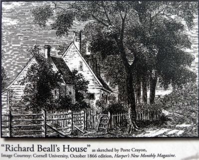 "Richard Beall's House"<br>as sketched by Porte Crayon<br>(David Hunter Strother) image. Click for full size.