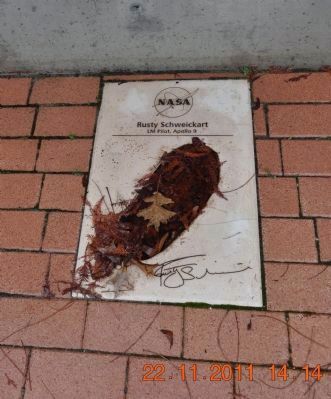 Foot print & signature of Rusty Schweickart, LM Pilot Apollo 9. Click for full size. Foot print & signature of Rusty Schweickart, LM Pilot Apollo 9 image. Click for full size.