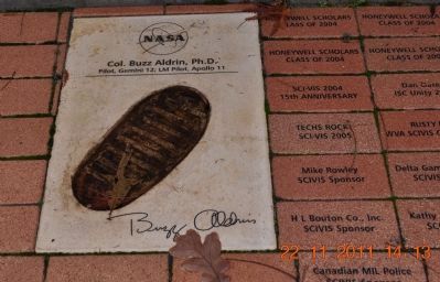 Footprint and Signature of Col Buzz Aldrin PH. D.. Click for full size. Footprint and Signature of Col Buzz Aldrin PH. D. image. Click for full size.