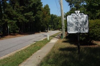 Chesapeake Indians Marker looking north on Thomas Bishop Lane image. Click for full size.