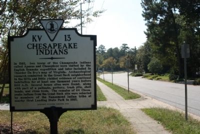 Chesapeake Indians Marker looking south along Thomas Bishop Lane image. Click for full size.