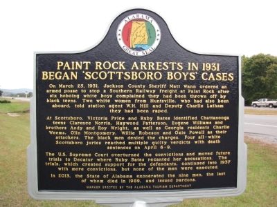 Paint Rock Arrests in 1931 Began 'Scottsboro Boys' Cases Marker image. Click for full size.