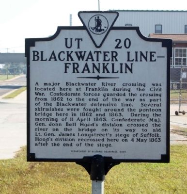 Blackwater Line - Franklin Marker. Click for full size. Blackwater Line - Franklin Marker image. Click for full size.
