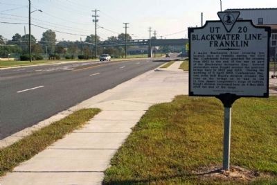 Blackwater Line - Franklin Marker seen looking north along US 258 / 58 image. Click for full size.