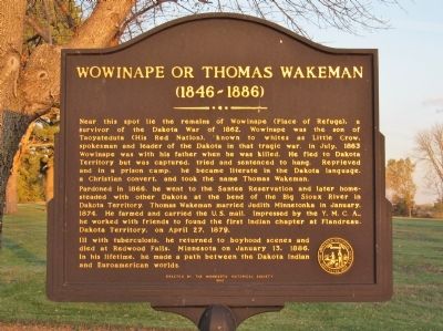 Wowinape or Thomas Wakeman Marker. Click for full size. Wowinape or Thomas Wakeman Marker image. Click for full size.