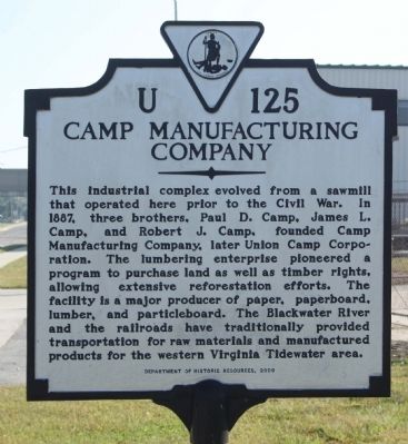 Camp Manufacturing Company Marker. Click for full size. Camp Manufacturing Company Marker image. Click for full size.