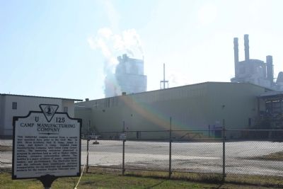 Camp Manufacturing Company Marker, and present day factory. Click for full size. Camp Manufacturing Company Marker, and present day factory image. Click for full size.