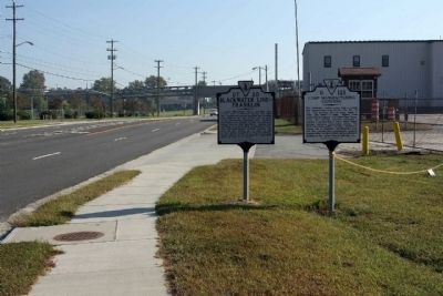 Camp Manufacturing Company Marker (r) shares location with Blackwater Line - Franklin Marker. Click for full size. Camp Manufacturing Company Marker (r) shares location with Blackwater Line - Franklin Marker image. Click for full size.