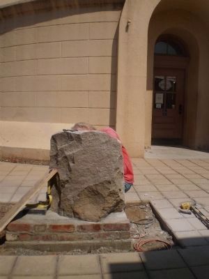 Back of Marker with the Back Entrance to the Fresno Water Tower in View image. Click for full size.
