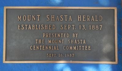 Mt. Shasta Herald Marker. Click for full size. Mt. Shasta Herald Marker image. Click for full size.