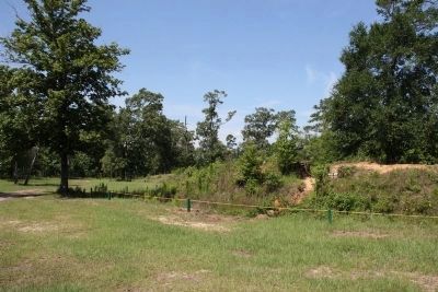 Confederate breastworks at Fort Blakely located on the Tensaw River northeast of Mobile. image. Click for full size.