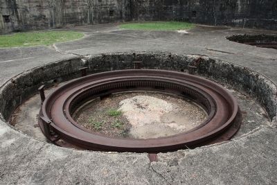 Mounting ring for a 12" mortar in Battery Dearborn's pit B. Click for full size. Mounting ring for a 12" mortar in Battery Dearborn's pit B image. Click for full size.
