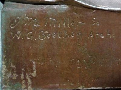 Signatures of J.M. Miller Sculptor and W. G. Beecher Architect. Click for full size. Signatures of J.M. Miller Sculptor and W. G. Beecher Architect image. Click for full size.