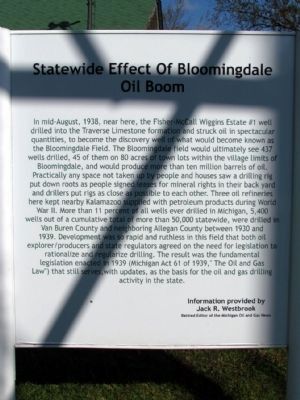 Statewide Effect of Bloomingdale Oil Boom Marker image. Click for full size.