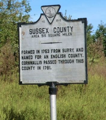 Sussex County Marker. Click for full size. Sussex County Marker image. Click for full size.