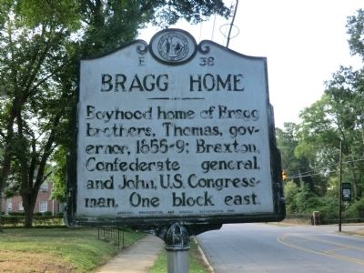 Bragg Home Marker image. Click for full size.