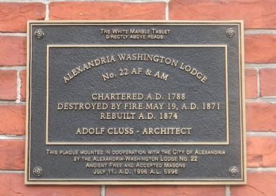 Alexandria-Washington Lodge No. 22 AF & AM Marker image. Click for full size.
