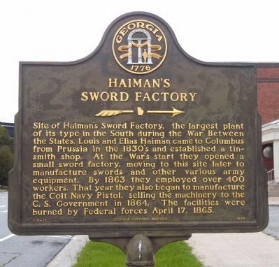 Haiman's Sword Factory Marker image. Click for full size.