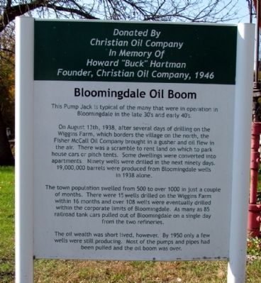 Bloomingdale Oil Boom Marker. Click for full size. Bloomingdale Oil Boom Marker image. Click for full size.