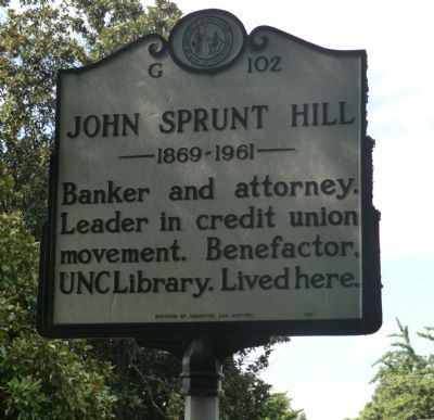 John Sprunt Hill Marker image. Click for full size.