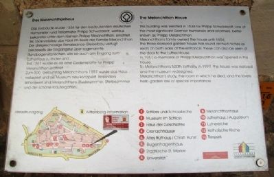The Melanchthon House / Das Melanchthonhaus Marker. Click for full size. The Melanchthon House / Das Melanchthonhaus Marker image. Click for full size.