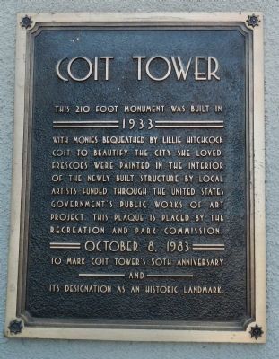 Coit Tower Marker image. Click for full size.